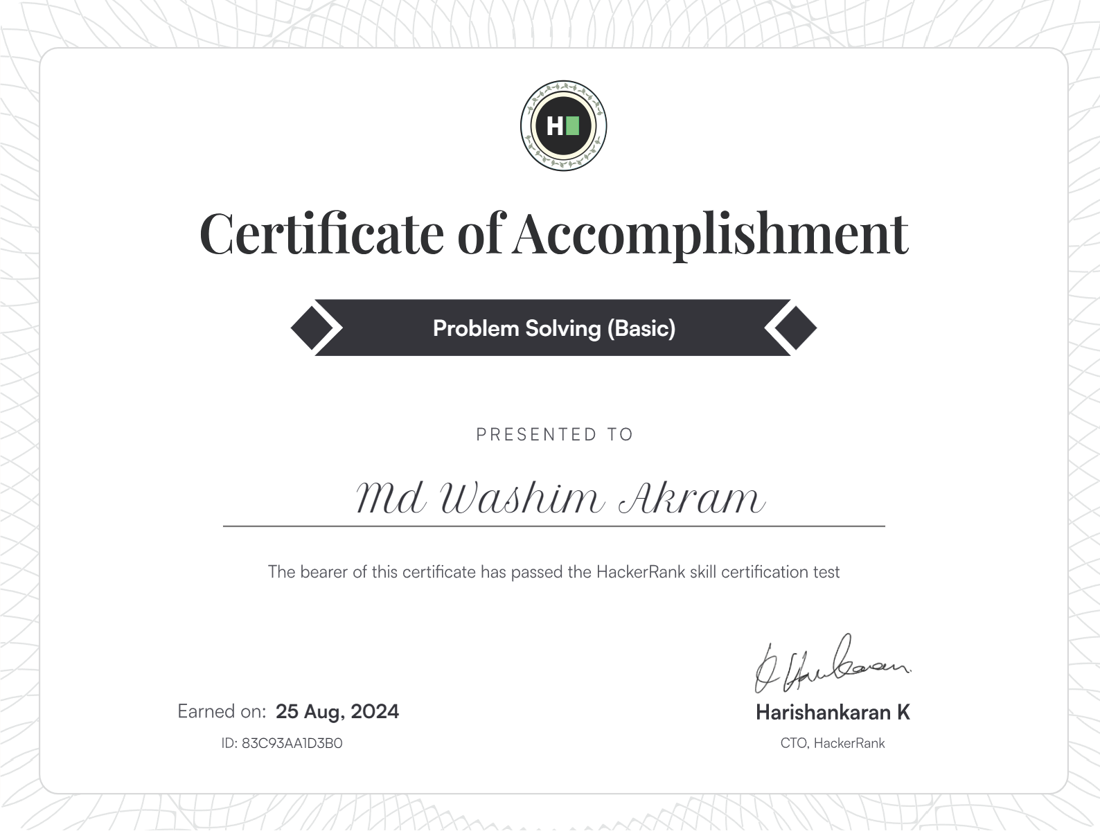 Problem Solving (Basic) Certificate